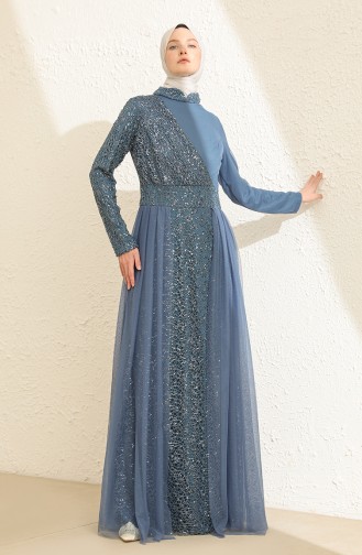 Silbergrau Hijab-Abendkleider 5345-12