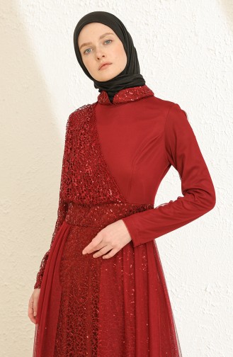 Claret red İslamitische Avondjurk 5345-13