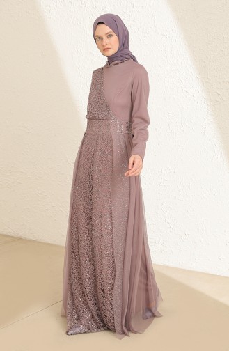 Violet Hijab Evening Dress 5345-14