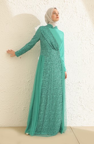 Green Hijab Evening Dress 5345-15