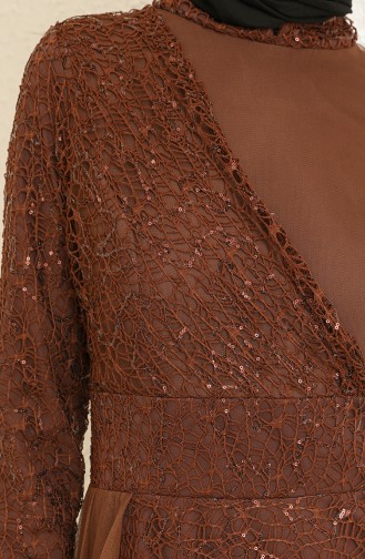 Brown Hijab Evening Dress 5345-16