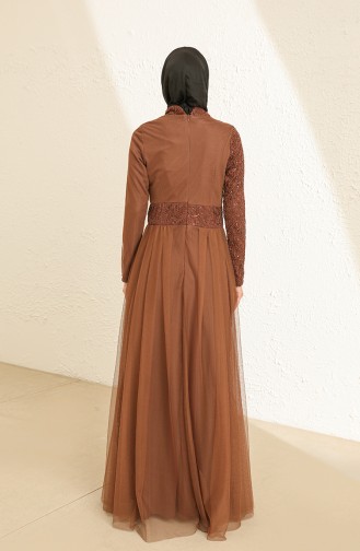 Brown Hijab Evening Dress 5345-16