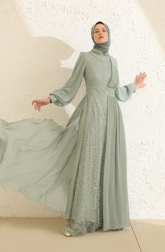 Robe de Soirée 5408-08 Vert Noisette 5408-08