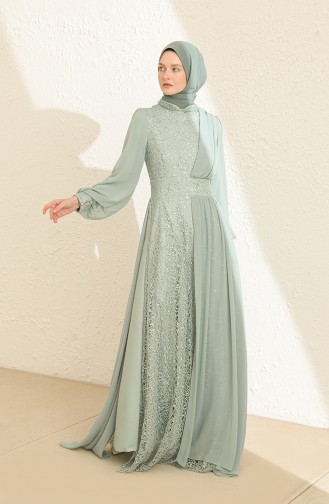 Silver Gray Hijab Evening Dress 5408-08