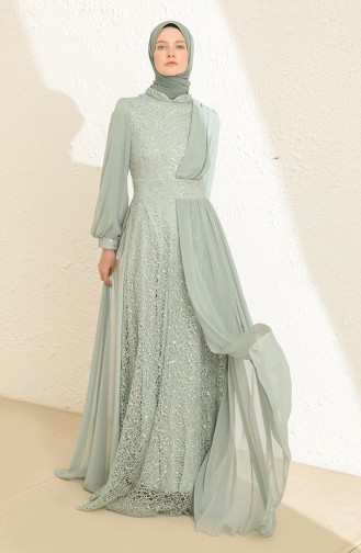 Silver Gray Hijab Evening Dress 5408-08