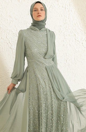 Silver Gray Hijab Evening Dress 5408-08