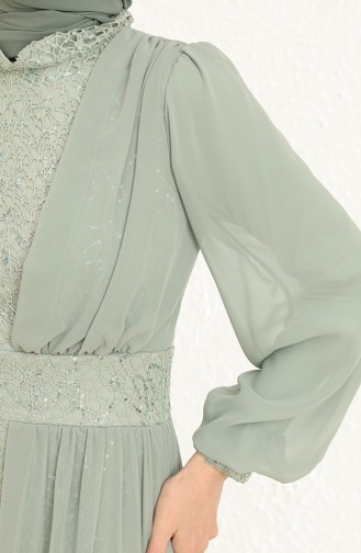 Unreife Mandelgrün Hijab-Abendkleider 5408-08