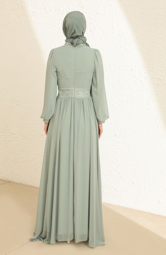 Unreife Mandelgrün Hijab-Abendkleider 5408-08