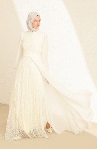 Silver Gray Hijab Evening Dress 5408-09