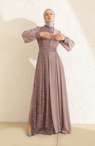 Silver Gray Hijab Evening Dress 5408-10