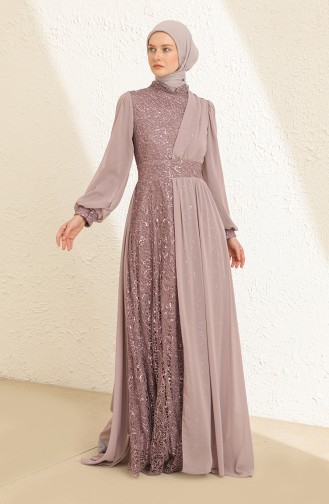 Silver Gray Hijab Evening Dress 5408-10