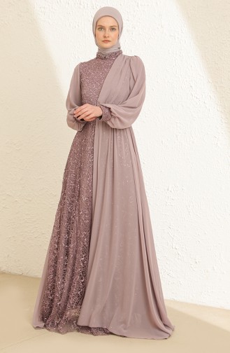 Silver Gray Hijab Evening Dress 5408-10