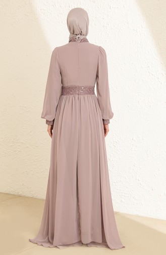 Silver Gray Hijab Evening Dress 5408-10