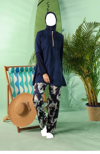 Dunkelblau Hijab Badeanzug 2587