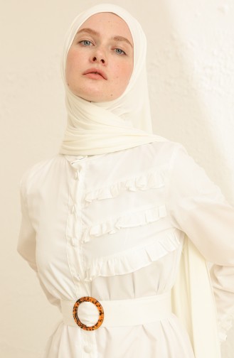 Ecru Hijab Dress 228363-01