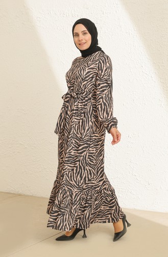 فستان بني مائل للرمادي 3801-02