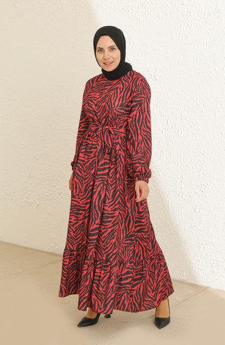 Rot Hijab Kleider 3801-03
