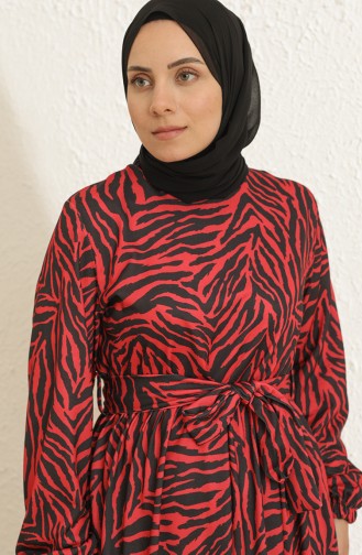 Rot Hijab Kleider 3801-03