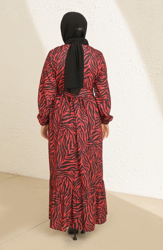 Rot Hijab Kleider 3801-03