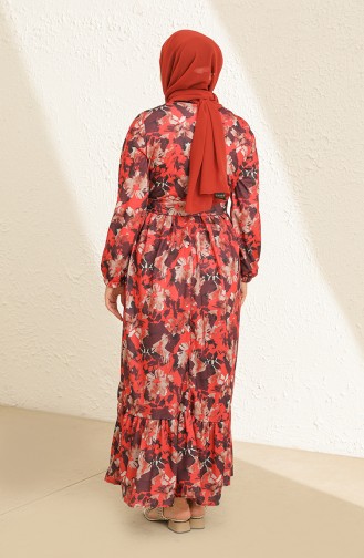 Red Hijab Dress 3801A-02