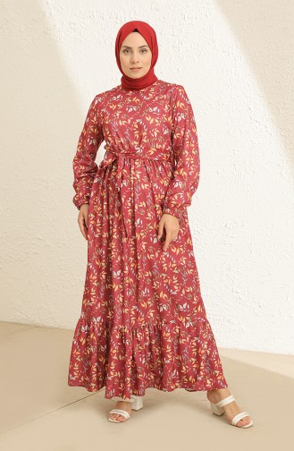 Robe a Motifs 3801B-01 Bordeaux 3801B-01