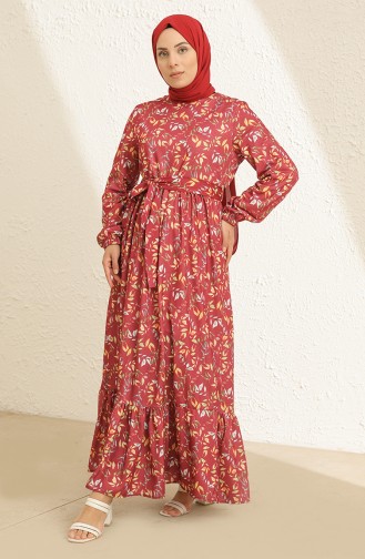 Robe a Motifs 3801B-01 Bordeaux 3801B-01