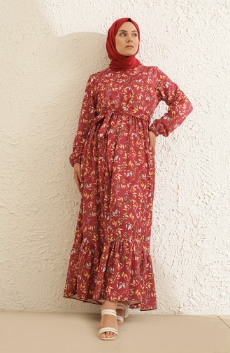 Robe a Motifs 3801B-01 Bordeaux 3801B-01