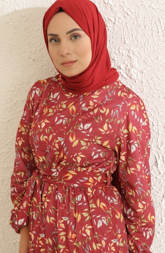 Weinrot Hijab Kleider 3801B-01