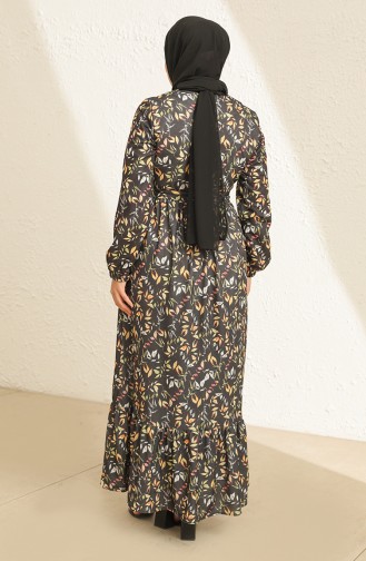 Schwarz Hijab Kleider 3801B-02