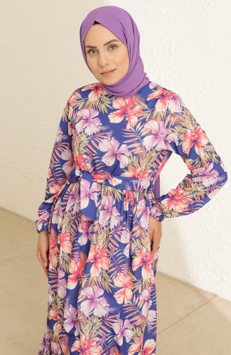 Saks-Blau Hijab Kleider 3801C-01