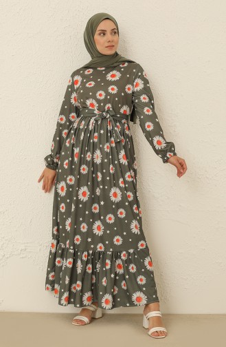 Khaki Hijab Dress 3801D-02