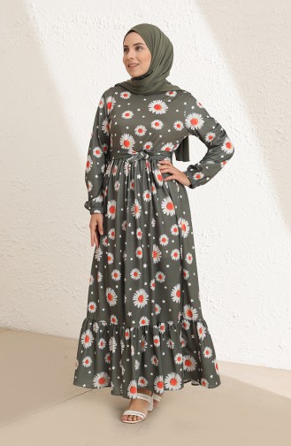 Khaki Hijab Dress 3801D-02