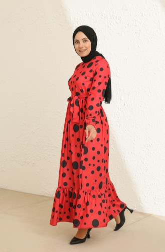 Rot Hijab Kleider 3801E-02