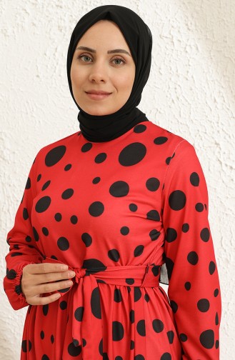 Rot Hijab Kleider 3801E-02