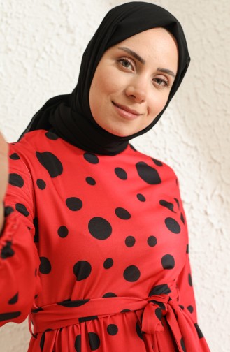 Rot Hijab Kleider 3801E-02