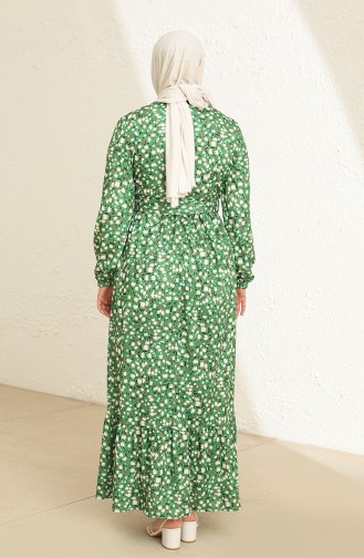Grün Hijab Kleider 3801F-01