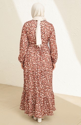 Brown Hijab Dress 3801F-02