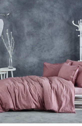 Ecocotton Larren Çift Kişilik Nevresim Takımı 100 Organik Pamuk Saten Brodeli Pudra 200X220 Cm Pudra