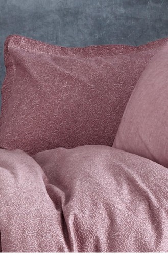 Ecocotton Larren Çift Kişilik Nevresim Takımı 100 Organik Pamuk Saten Brodeli Pudra 200X220 Cm Pudra