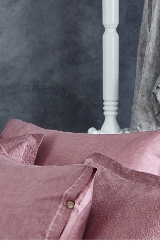 Ecocotton Larren Çift Kişilik Nevresim Takımı 100 Organik Pamuk Saten Brodeli Pudra 200X220 Cm Pudra