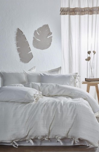 Ecocotton Miha Battal Boy Nevresim Takımı 100 Organik Pamuk Likralı Beyaz 220X240 Cm Beyaz