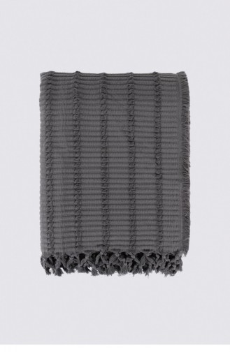 Ecocotton Riva Çift Kişilik Pike Örtüsü 100 Organik Pamuk Jakarlı Antrasit 220X240 Cm Antrasit