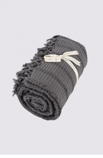 Ecocotton Riva Çift Kişilik Pike Örtüsü 100 Organik Pamuk Jakarlı Antrasit 220X240 Cm Antrasit