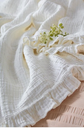 Ecocotton Simla Çift Kişilik Pike Seti 100 Organik Pamuk Jakarlı Krem 220X240 Cm Krem