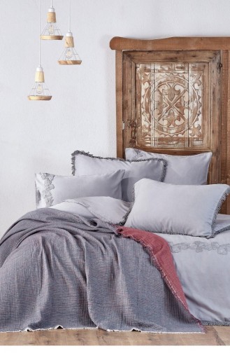  Bed Linen Set 180x240-R018.Bordo-Antrasit