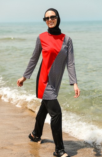 Rot Hijab Badeanzug 02102-02