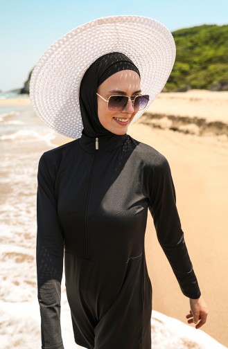 Schwarz Hijab Badeanzug 22661-01