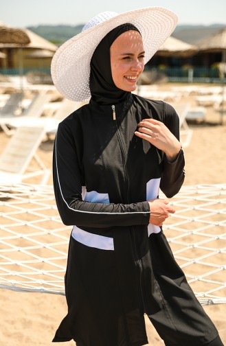 Schwarz Hijab Badeanzug 21410-01