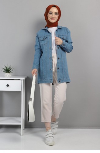 Cepli Kot Ceket Açık Mavi 6034 Açık Kot