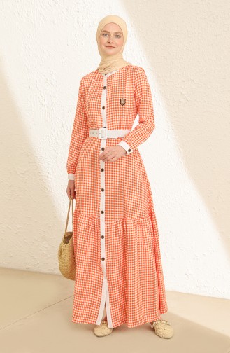 Orange Hijab Dress 13411
